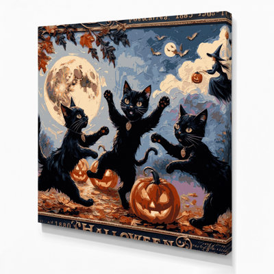 Halloween, cartes postales d'Halloween rétro, art mural sur toile grise