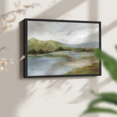 Foothills With Lake -Framed Print - Restickable