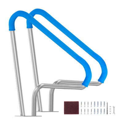 Barre de piscine 2 pièces 55 x 32 pouces en acier inoxydable avec plaque de base pour spa