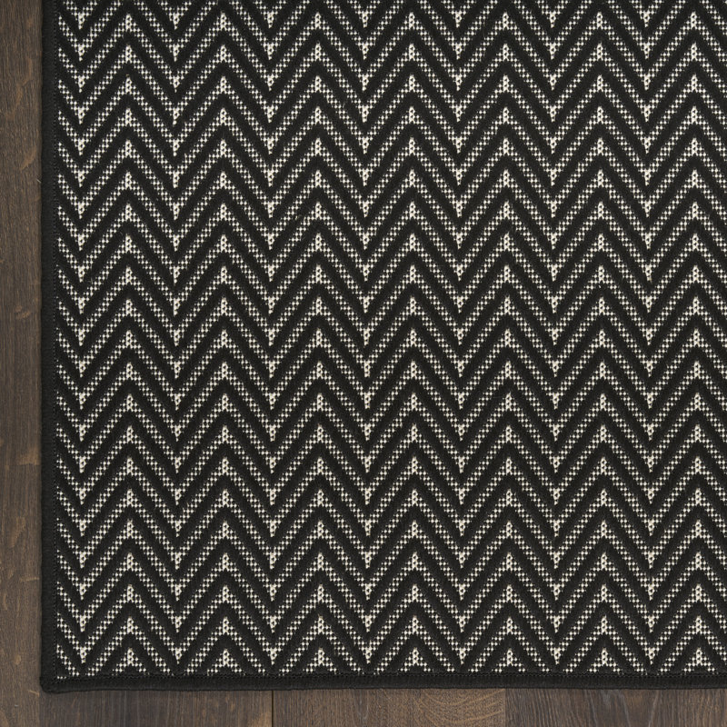 Remmie Black Modern Indoor/Outdoor Rug, Rectangle 3' x 5', Black