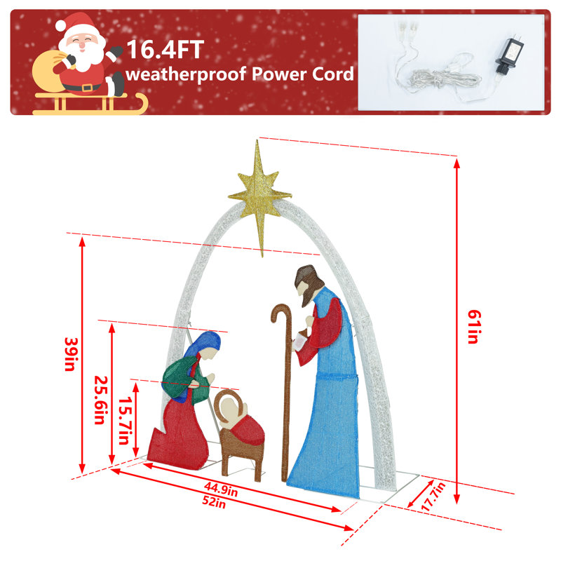 Crèche de Noël lumineuse 5 pi Gutierrez, Multi-couleur