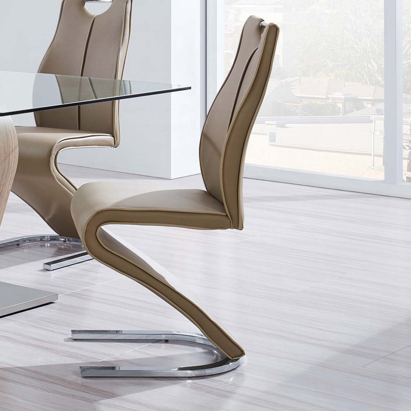 Chaise de salle à manger en similicuir, Brun