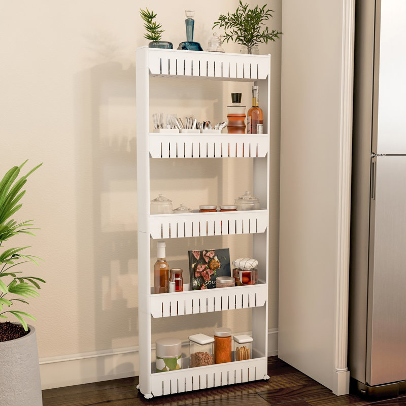 Lavish Home Slim Rolling Storage Cart - 5-Tier Utility Cart with Wheels for Bathroom, Kitchen, and Laundry Room - Bathroom Shelves