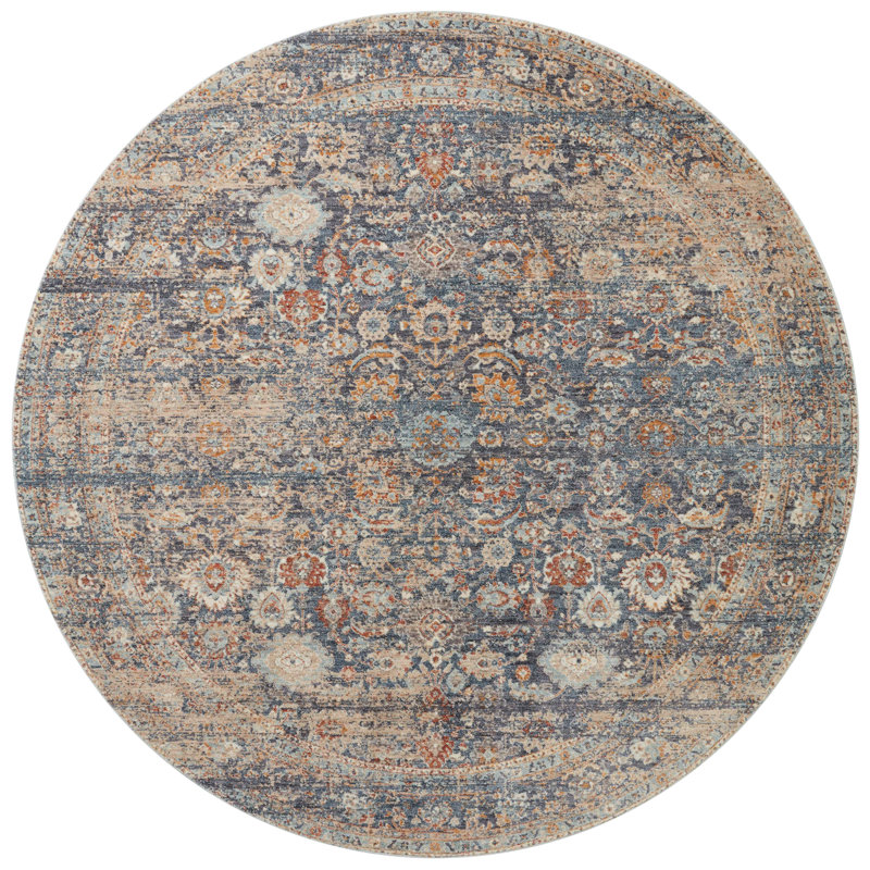Angela Rose x Loloi Blake Navy / Multi Area Rug, Square 1'6"