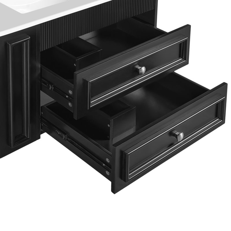 Meuble-lavabo flottant simple 30 po avec comptoir en céramique Gail, Noir