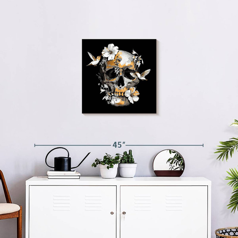 Crâne floral Kerner, H 20 po x l 20 po