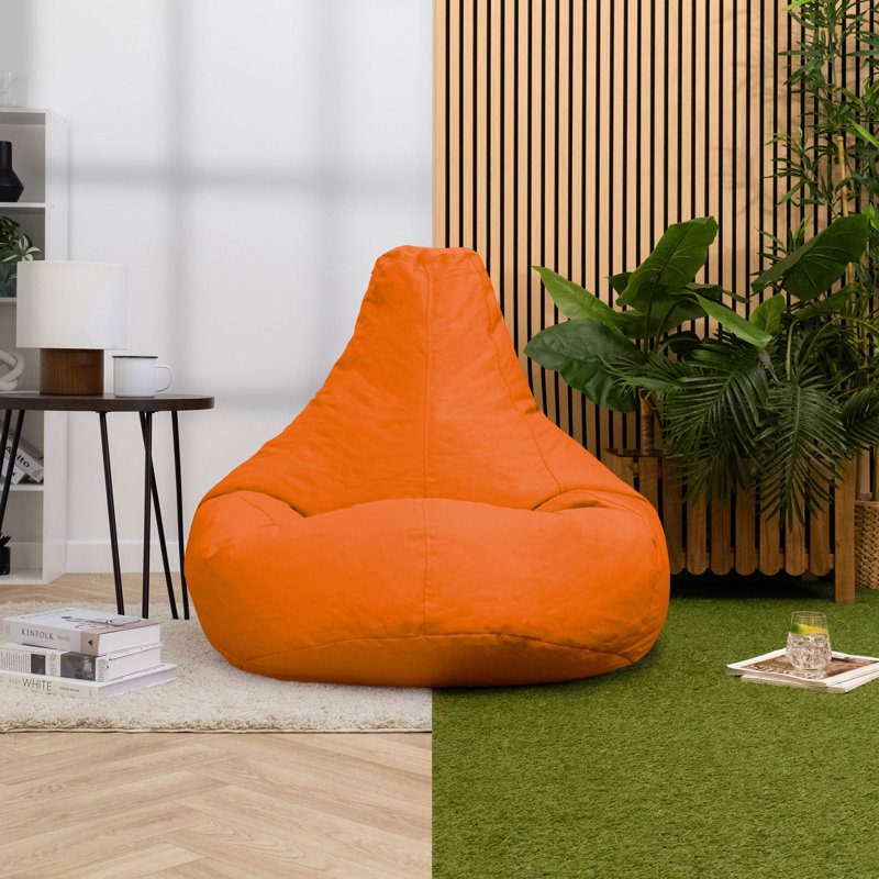 Dalton Water-Resistant High Back Recliner Bean Bag, Light Orange