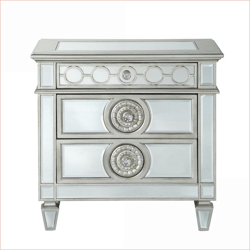 Table de chevet 2 tiroirs Glam, Clair