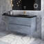 Ensemble de meuble-lavabo mural 42 po en mélamine gris avec lavabo à sable à quartz intégré