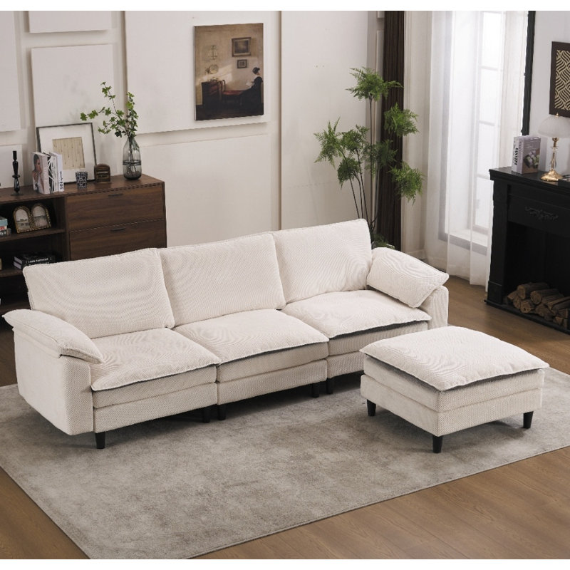 Canapé-lit modulaire convertible en L Olive Green