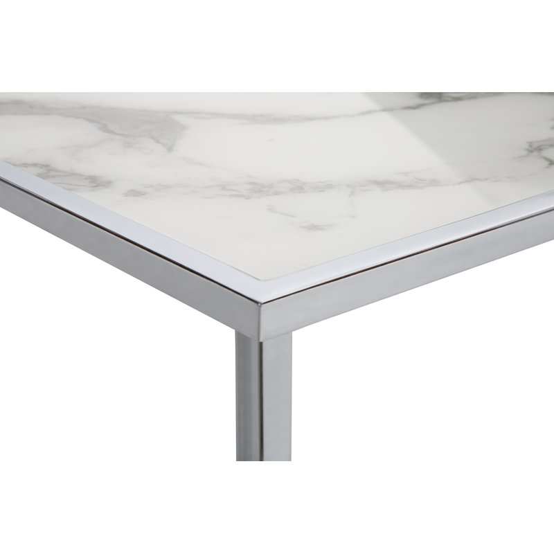 Polytric End Table, Chrome, White
