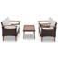 Mobilier de jardin 4 pièces, ensemble de sièges de patio, ensemble de canapé d'extérieur en rotin PE, table et pieds en bois