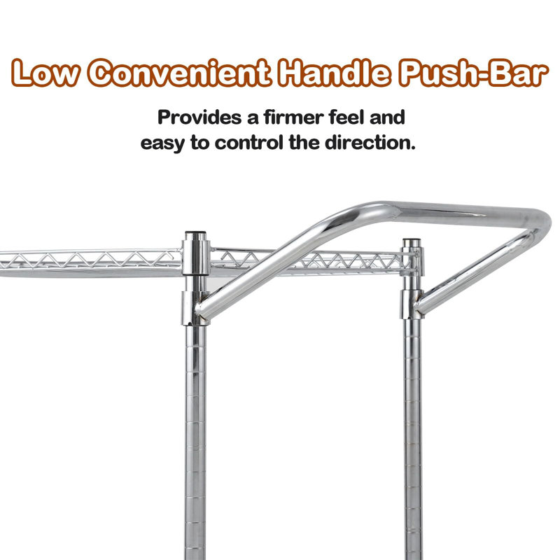 Metal Mesh Cart With Wheels, 36.6" H x 17" W  x 29.5" D