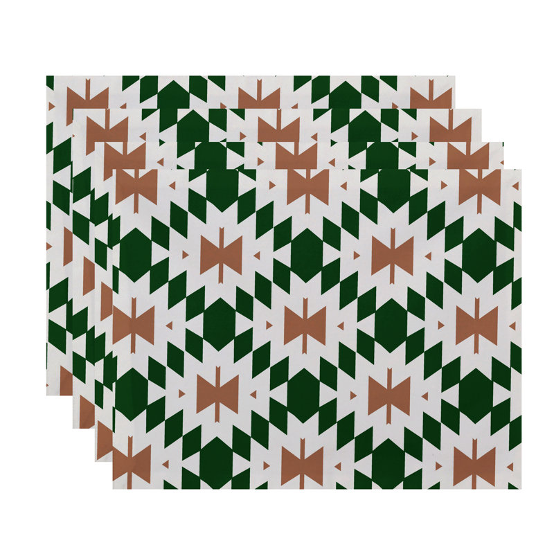 Senoia Polyester Geometric Rectangle Placemat, Green