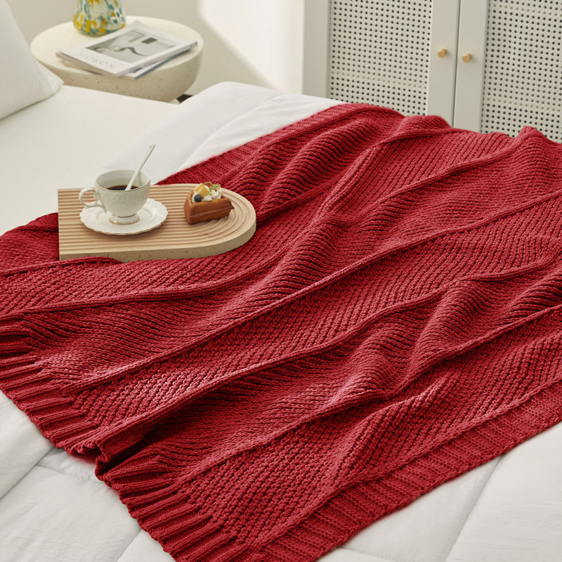 Jeté Chunky Knit, Rouge, L 50 po x L 60 po