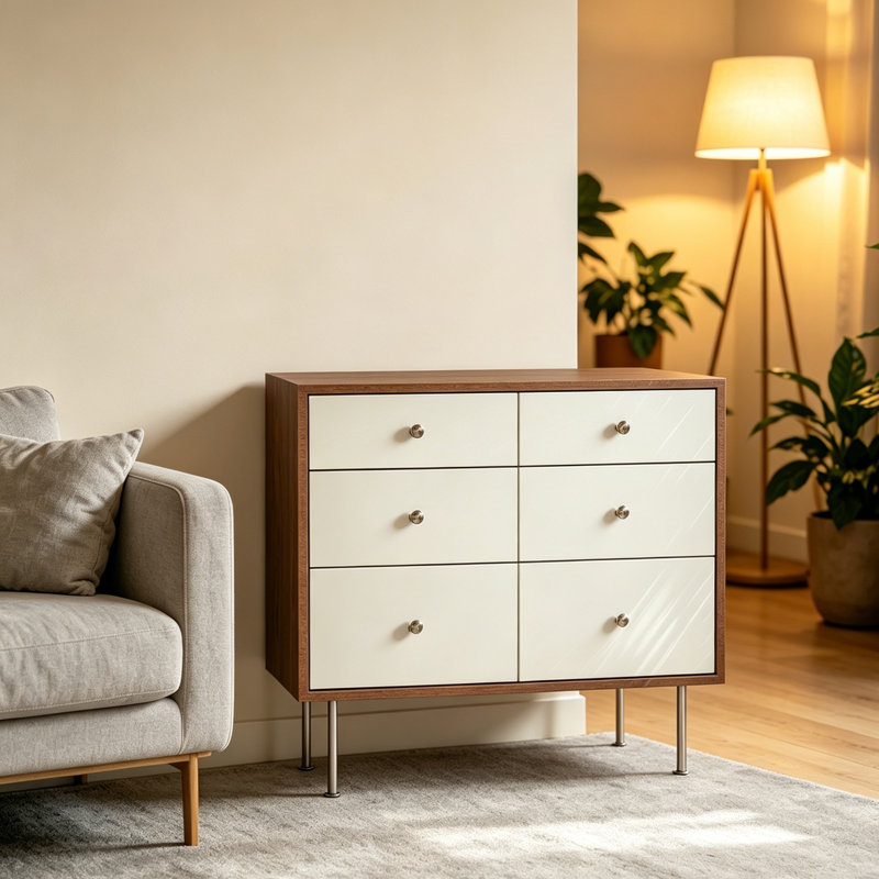 Buffet de style rétro moderne, Brun / Blanc