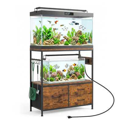 Support pour aquarium de 20 à 29 gallons Garvee, support pour aquarium double en métal avec armoire, support pour terrarium robuste pour reptile, étagère pour aquarium de bureau à domicile, l 31,5 po x l 15,7 po x H 32,5 po, capacité 330 lb