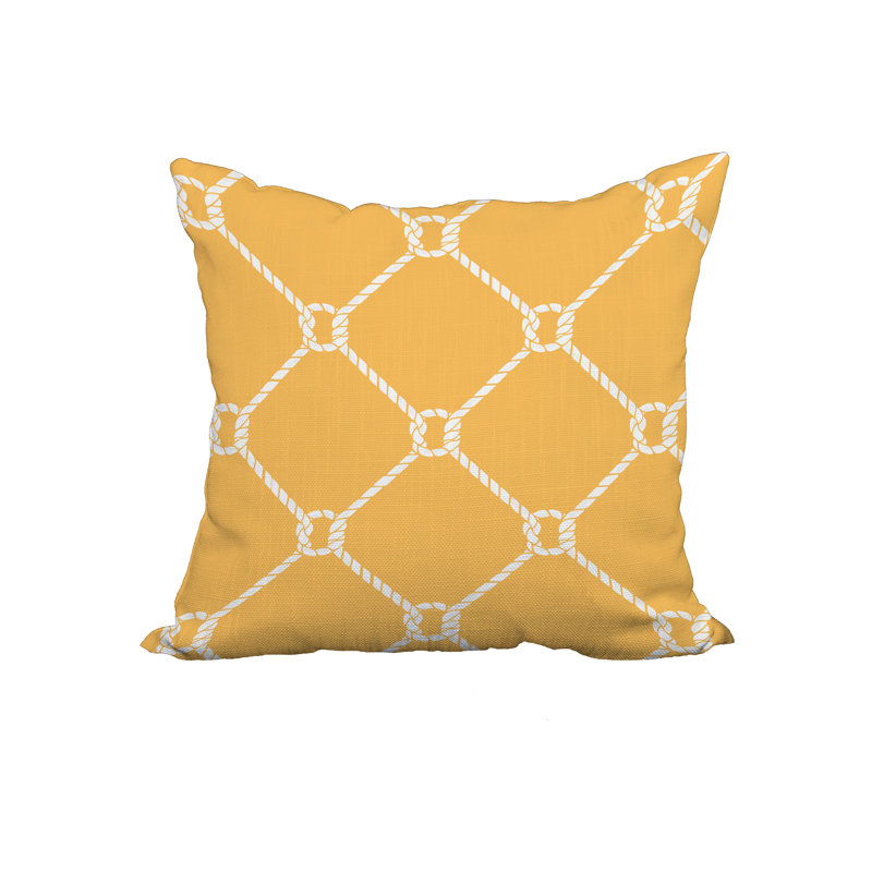Nautical Geometric Reversible Throw Pillow, 20" x 20", Yellow
