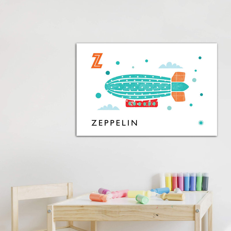 Z Is for Zeppelin - imprimé, H 26 po x l 40 po x 1,5 po, Toile tendue, Aucun mat