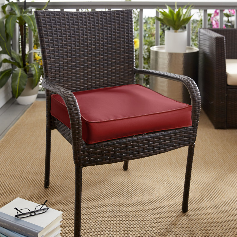 Carolena Outdoor Sunbrella Dining Chair Cushion, 5" H x 23" W x 27" D, Sunbrella - Canvas Jockey Red