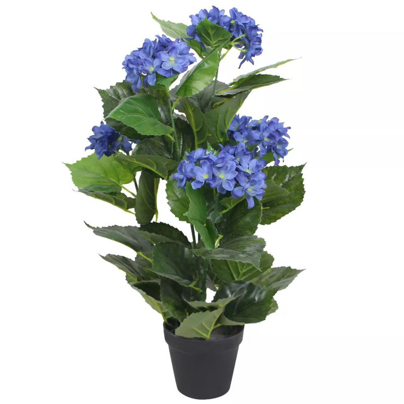 60cm Faux Flowering Plant in Pot, Blue