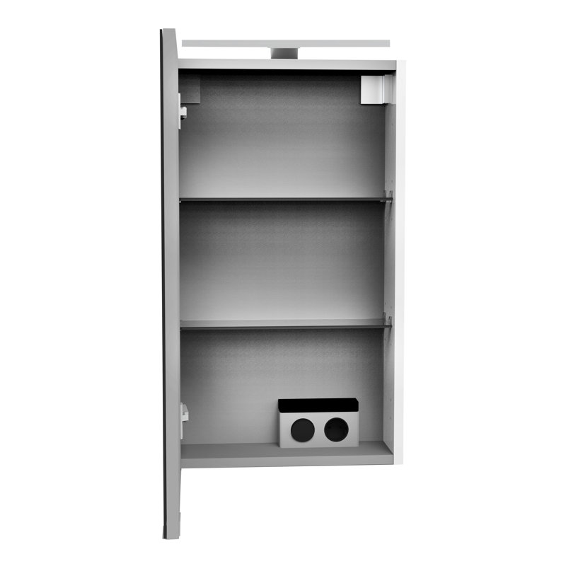 400mm W 680mm H Wall Cabinet Frameless Medicine Cabinet Mirror 2 Adjustable, Left stop, White