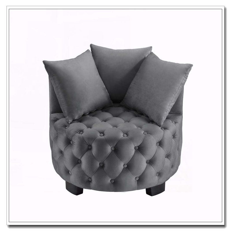 Chaise pivotante rembourrée et capitonnée, Gris foncé