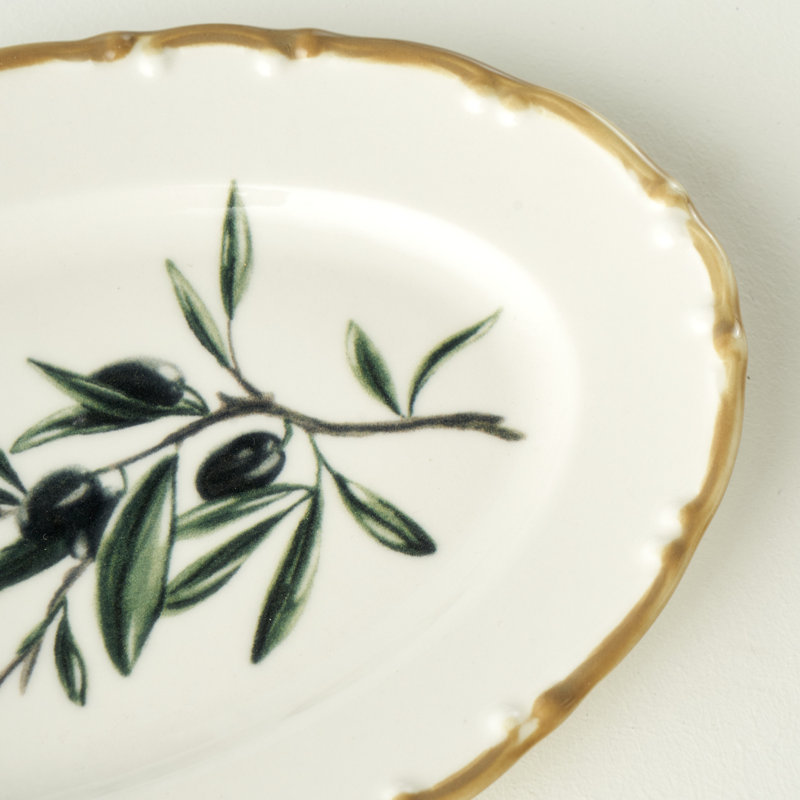 Olive Porcelain Oval Serving Platter, 10" H x 10" W x 2" D