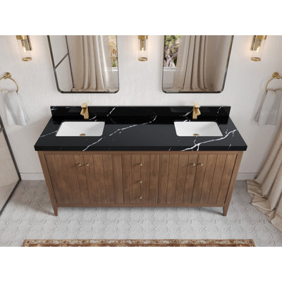 Atlanta Teak 72 In. W X 22 In. D Double Sink Bathroom Vanity In Dark Natural With 2 In. Piatra Gray Quartz -  Willow Collections, ATL_TK_DNT_CA_BK_72D