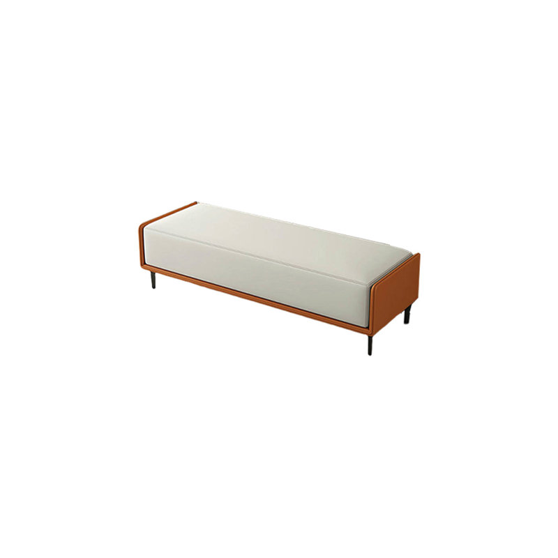 Banc rembourré en similicuir Custom Home, Orange / blanc cassé, H 16,53 po x l 59,05 po x P 15,74 po