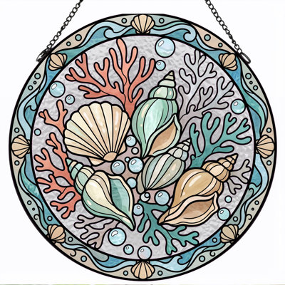 Panneau de vitrail de coquillage en coquillage Seashell - 7,8 heures