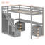 Lit mezzanine simple avec deux commodes, bureau et bande lumineuse-1398145011