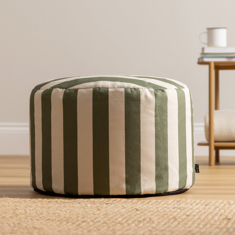 Bean Bag Bazaar Milano Large Bean Bag Pouffe, Olive Striped