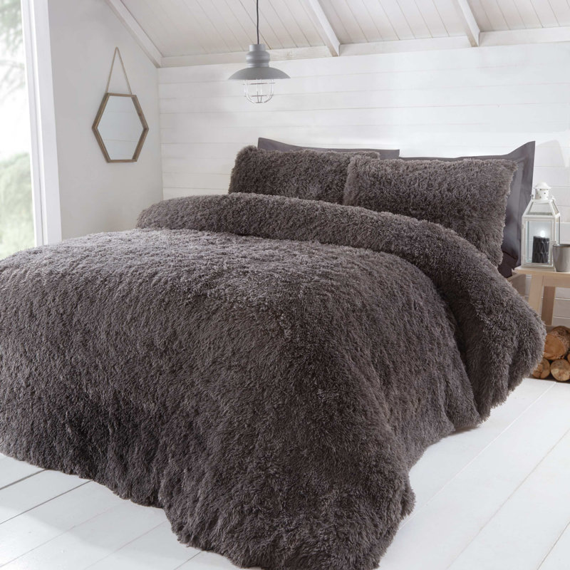 Canvey Solid Colour Duvet Cover Set with Pillowcases Included, Charcoal Grey, Single - 1 Standard Pillowcase