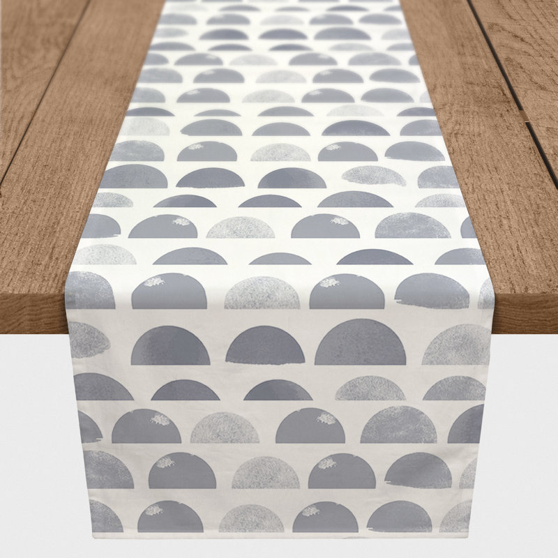 Abstract Half Circles Yellow 5 Table Runner, Blue