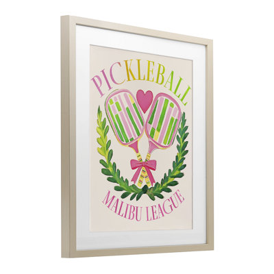 Pickleball Malibu League, reproduction encadrée sous verre, design par Jess Stempel