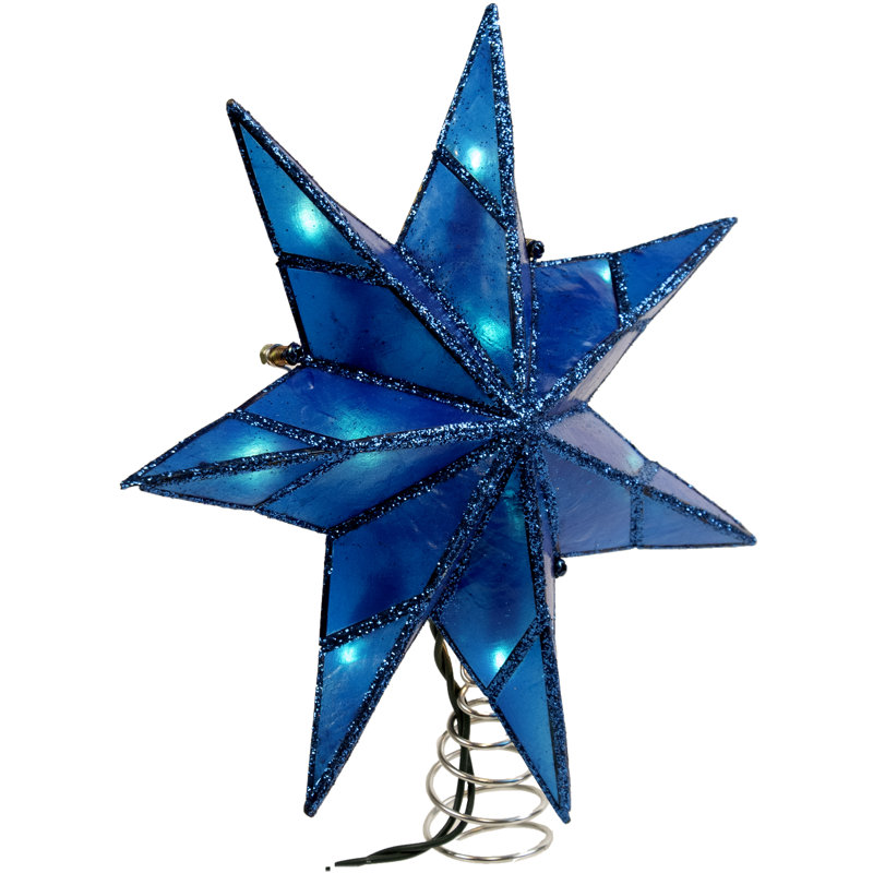 10-Light 7-Point Capiz Star Tree Topper, Blue