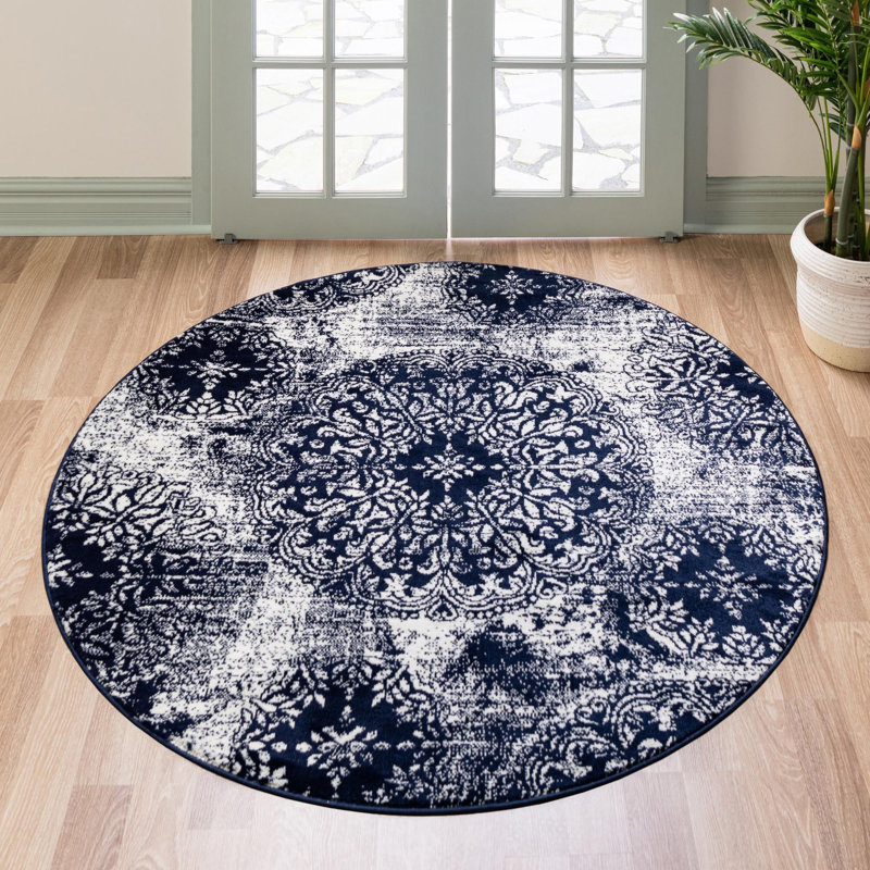 Tapis floral Brandt, Rond 7 pi 1 po, Marine