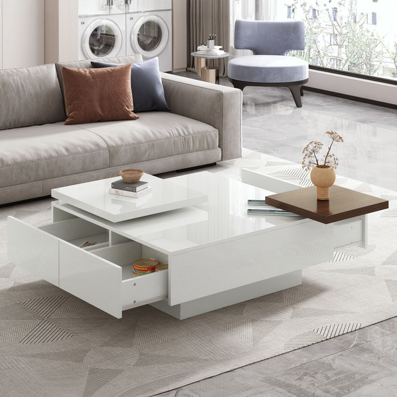 Modern square coffee table, White
