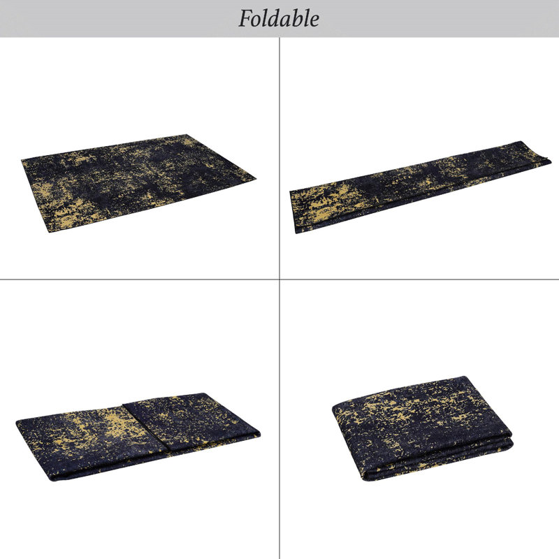Black+Gold Washable Area Rug, Rectangle 2' x 3'