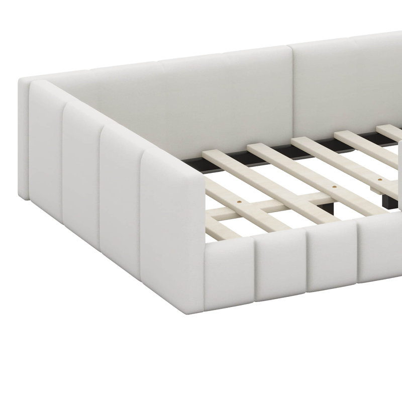 Structure de lit de jour rembourrée, structure de lit Montessori avec garde-corps de sécurité, joli lit tapissier en velours