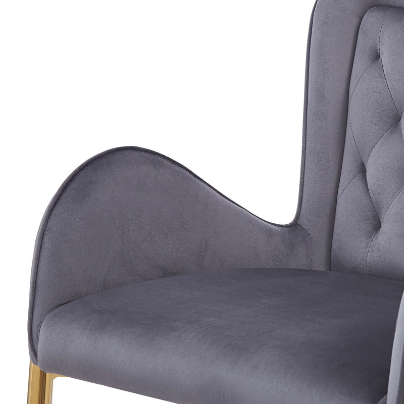 Tabourets de bar 28,75 po à hauteur de comptoir avec accoudoirs et pieds dorés (ensemble de 2), Gris