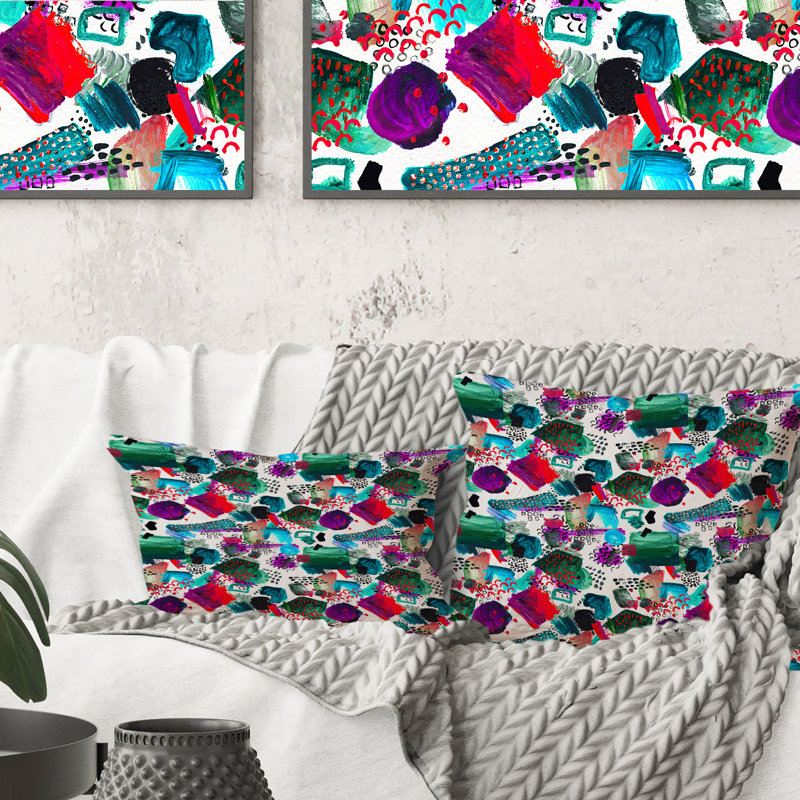 Red Blue And Green Elements - Patterned Printed Throw Pillow 1