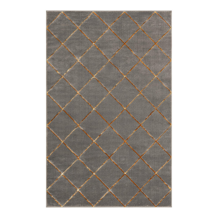 Latitude Run® Checks Novica Rug Gray and Gold