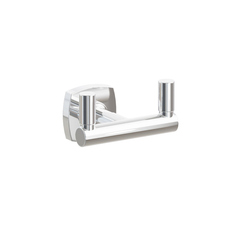 Emtek Select Double Hook w/ Soft Square Rosette, Round Stem & Smooth Tip, Polished Chrome
