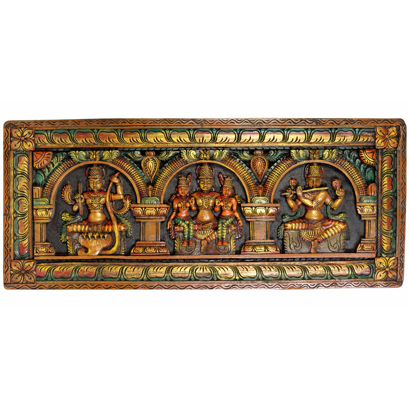 Vishnu avec Bhudevi et Shridevi avec Rama et Krishna (panneau)