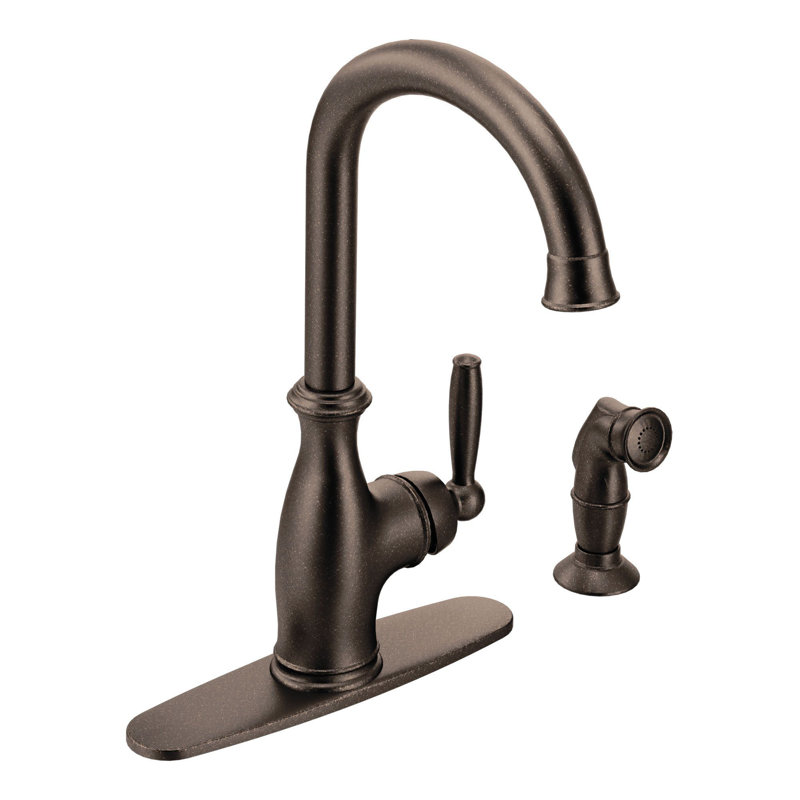 Brantford Pull Out Single Handle Kitchen Faucet with Side Spray, Oil Rubbed Bronze