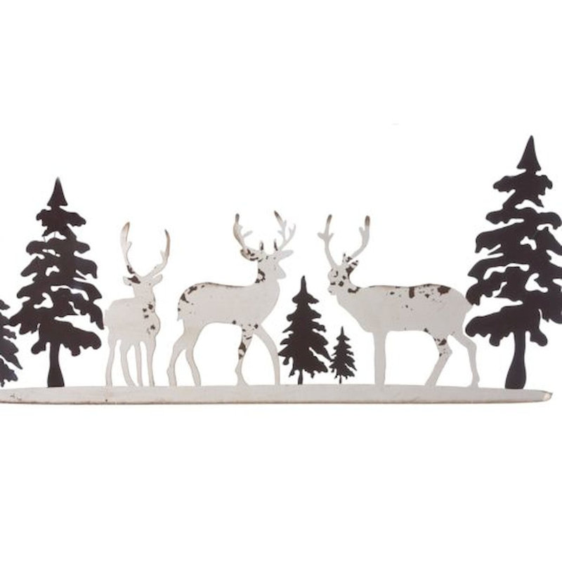 Métal, cerf et pin