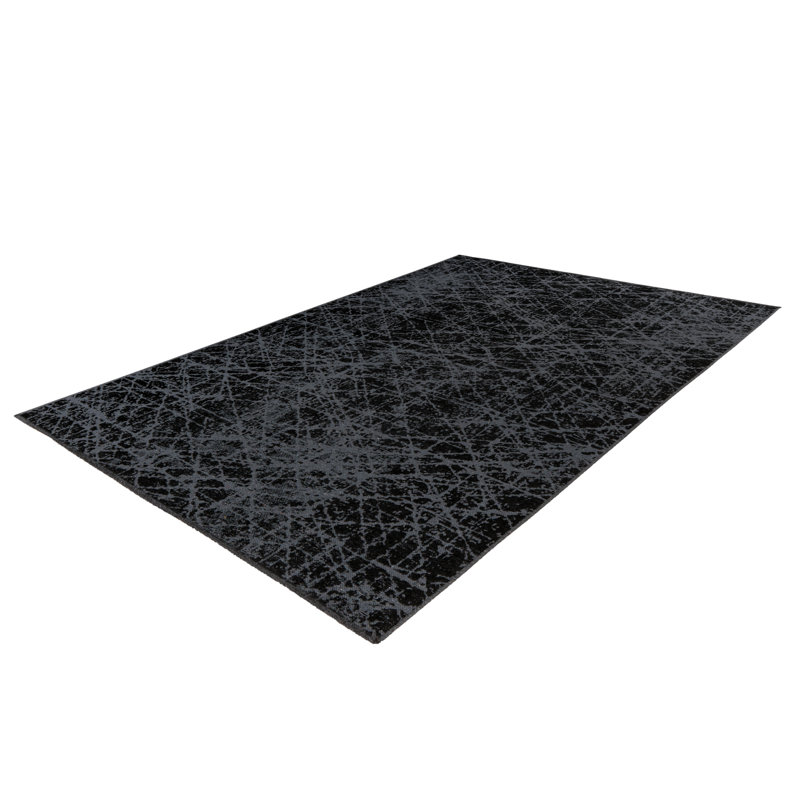 Rectangular Abstract Black Area Rug, Rechteckig 120 x 170 cm