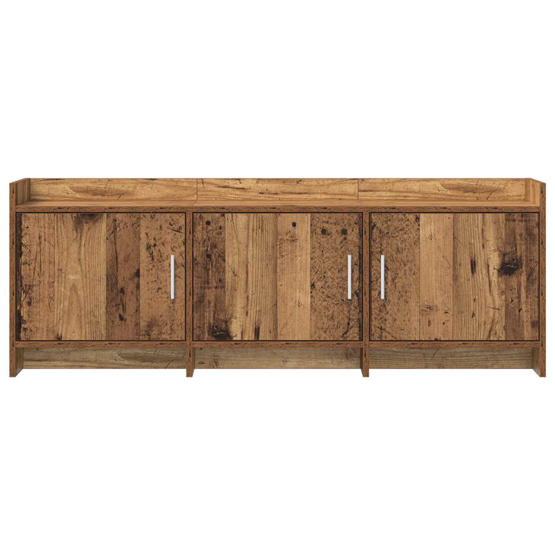 Unfinished TV Stand for TVs up to 58" with Fireplace Included, Old Wood